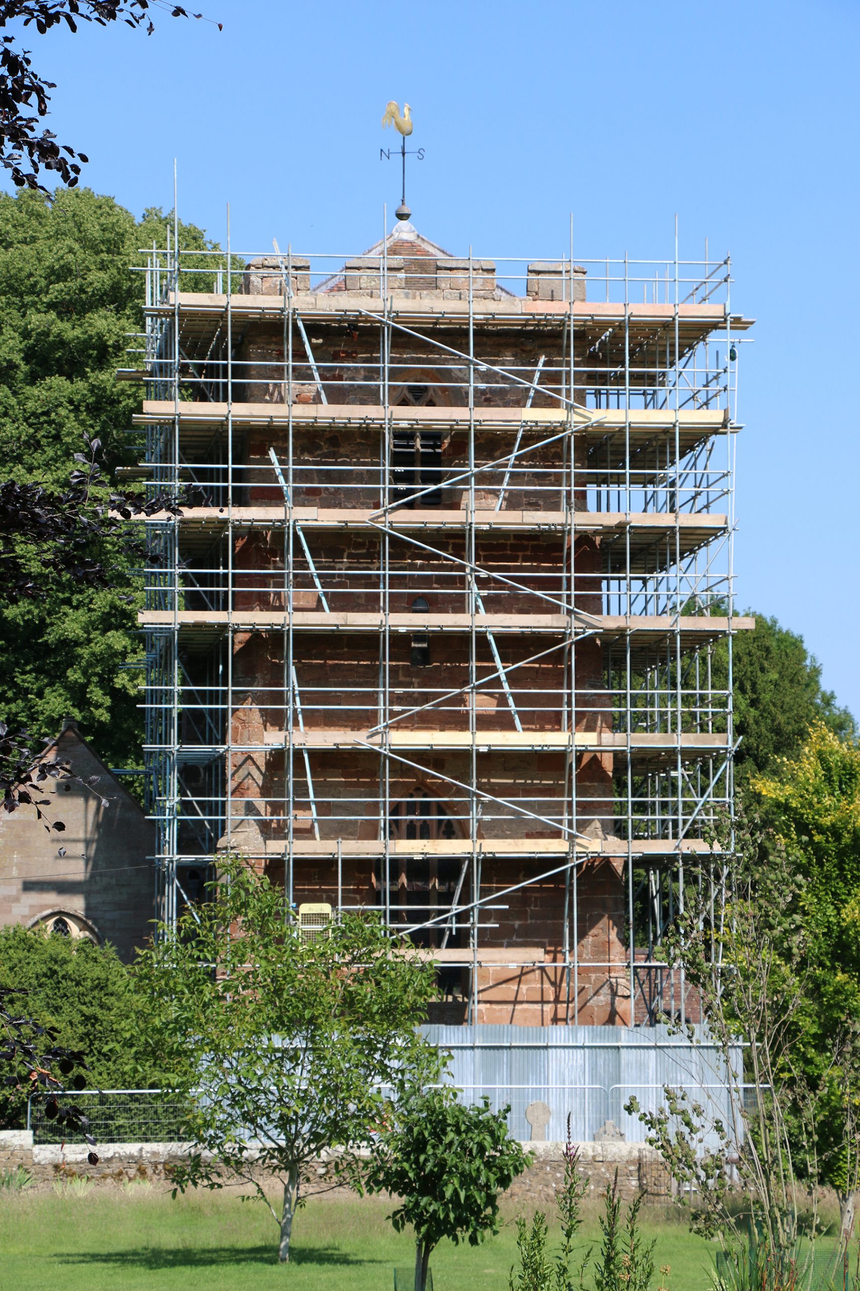 Eastnor Church Tower with scaffolding up